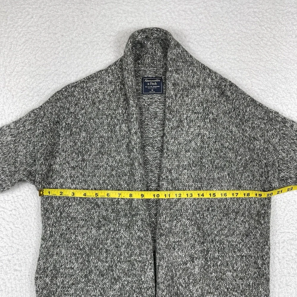 Abercrombie & Fitch Cardigan‎ Womens Medium Gray Marled Shawl Collar Open Front